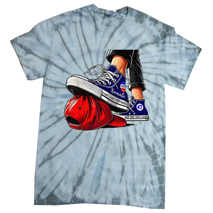 Kamala Harris High Heels Stepping On Red Maga Hat Gift Tie-Dye T-Shirt