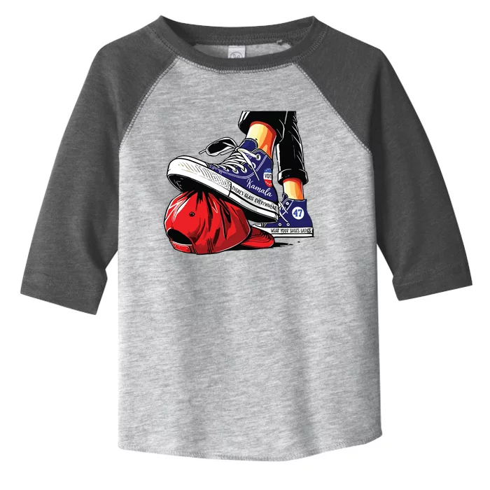 Kamala Harris High Heels Stepping On Red Maga Hat Toddler Fine Jersey T-Shirt