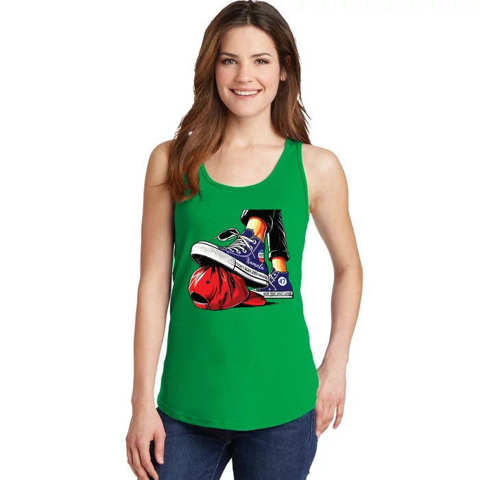 Kamala Harris High Heels Stepping On Red Maga Hat Ladies Essential Tank