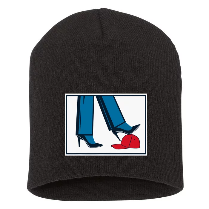 Kamala Harris Heels Stepping On Maga Hat Short Acrylic Beanie