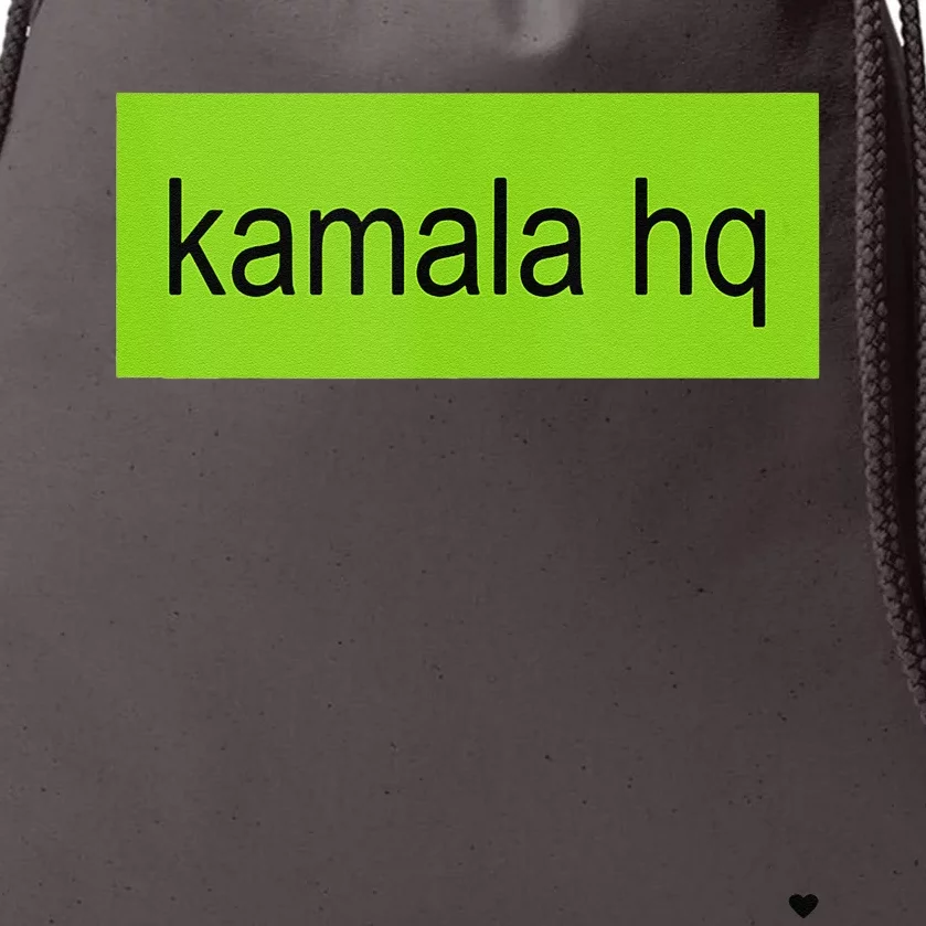 Kamala Hq Heart Brat Green Meme Trend Gen Z Drawstring Bag