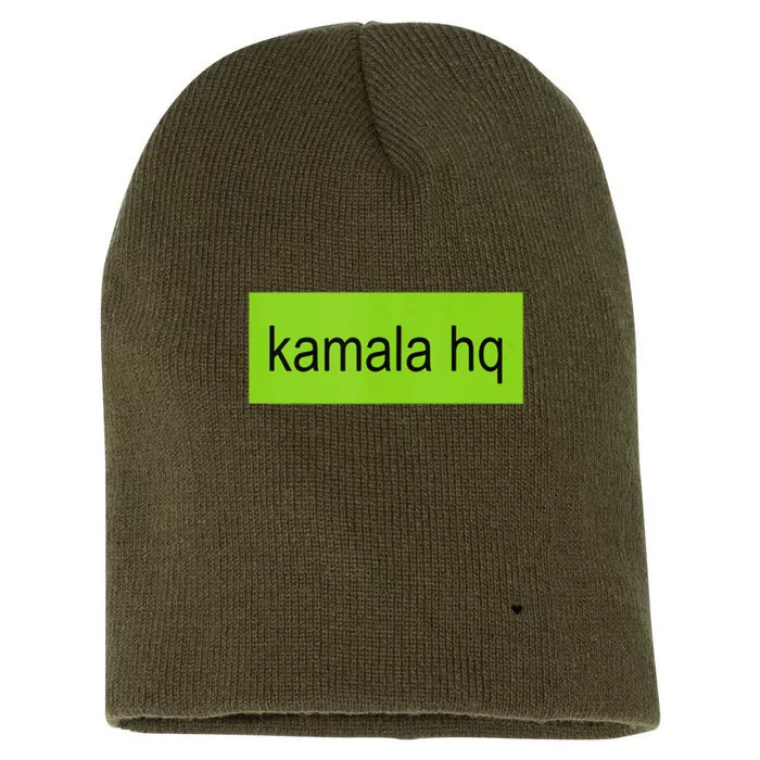 Kamala Hq Heart Brat Green Meme Trend Gen Z Short Acrylic Beanie