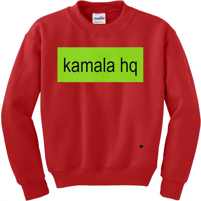 Kamala Hq Heart Brat Green Meme Trend Gen Z Kids Sweatshirt