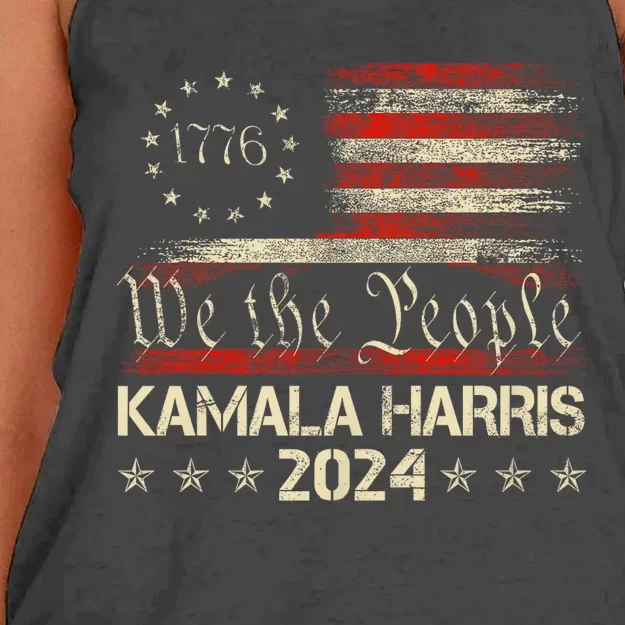 Kamala Harris Harris 2024 Us Flag Democratic President Women's Knotted Racerback Tank