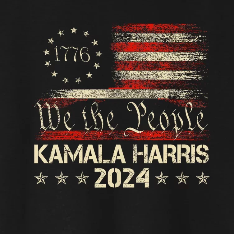 Kamala Harris Harris 2024 Us Flag Democratic President Women's Crop Top Tee