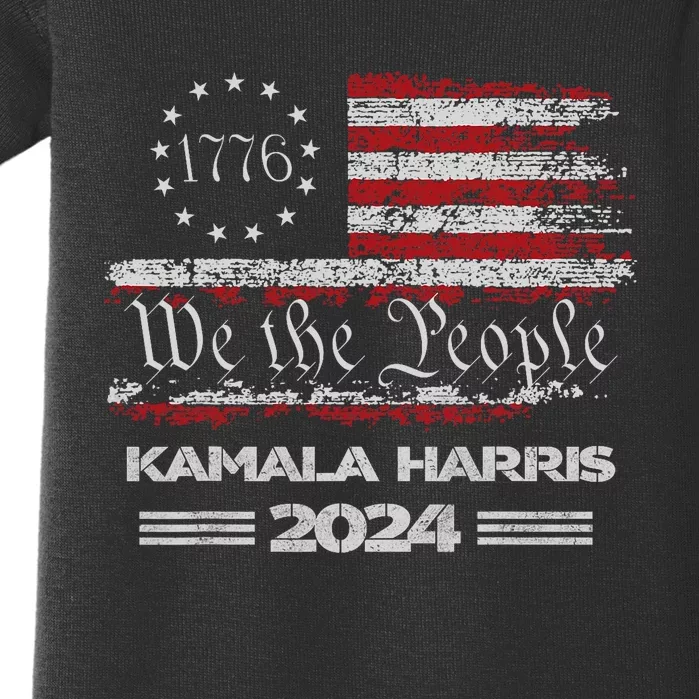 Kamala Harris Harris 2024 Us Flag Democratic President Baby Bodysuit