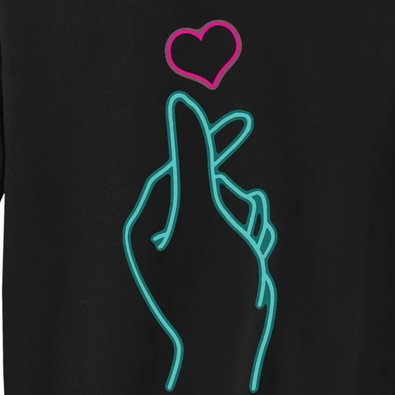 KPop Heart Hand Symbol KDrama Korean Pop Music Fan Gift Tall Sweatshirt