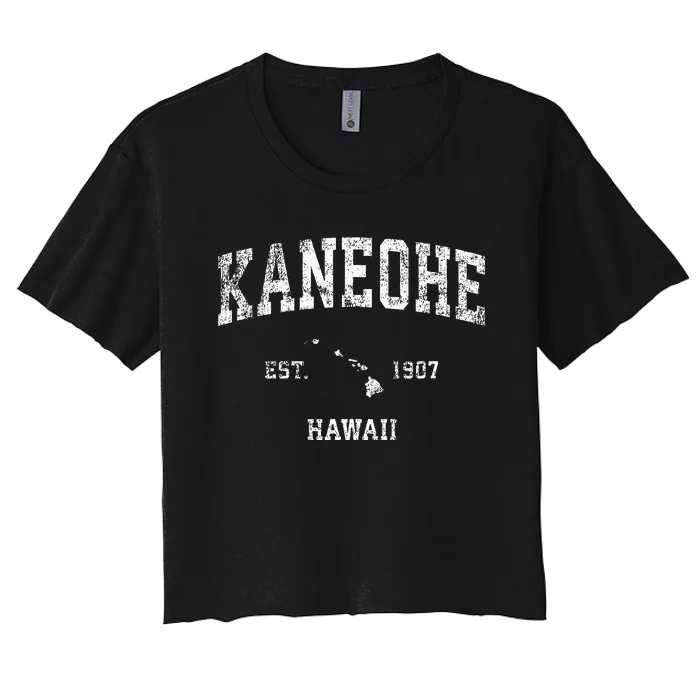 Kaneohe Hawaii Hi Vintage Athletic Sports Design Women's Crop Top Tee