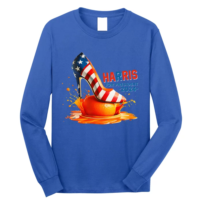 Kamala Harris High Heel Crush Orange Antitrump Long Sleeve Shirt