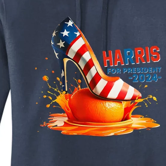 Kamala Harris High Heel Crush Orange Antitrump Women's Pullover Hoodie