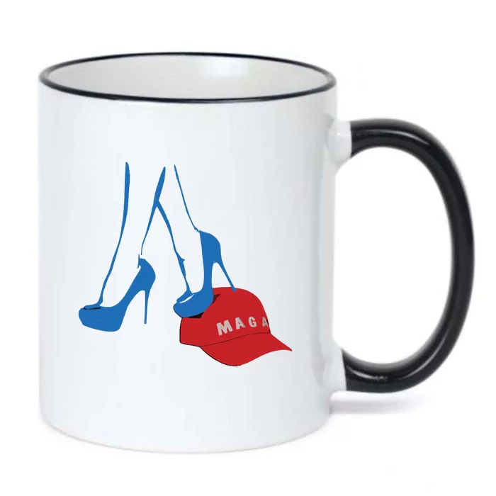 Kamala Harris Heel Stepping On Maga Hat Anti Trump Black Color Changing Mug