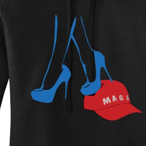 Kamala Harris Heel Stepping On Maga Hat Anti Trump Women's Pullover Hoodie