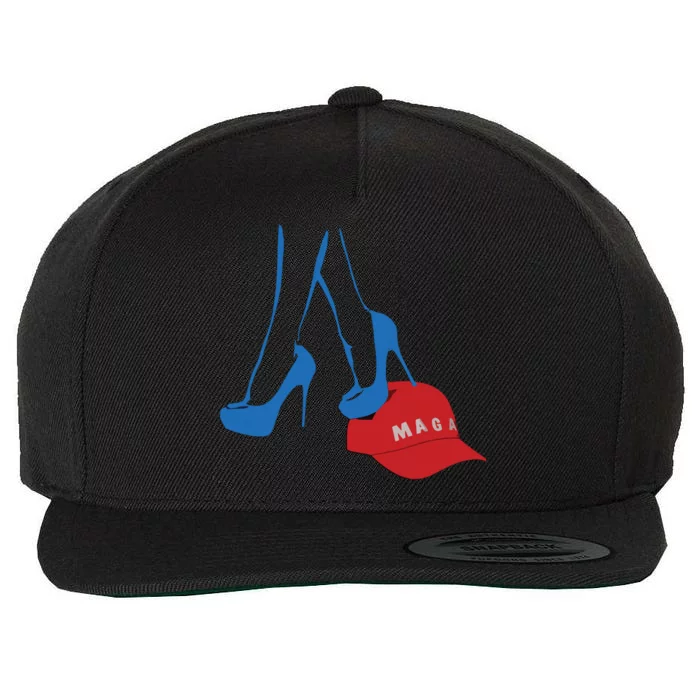 Kamala Harris Heel Stepping On Maga Hat Anti Trump Wool Snapback Cap