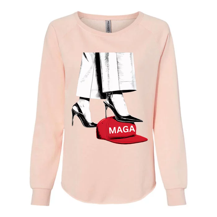 Kamala Harris Heels Stepping On Maga Hat Womens California Wash Sweatshirt