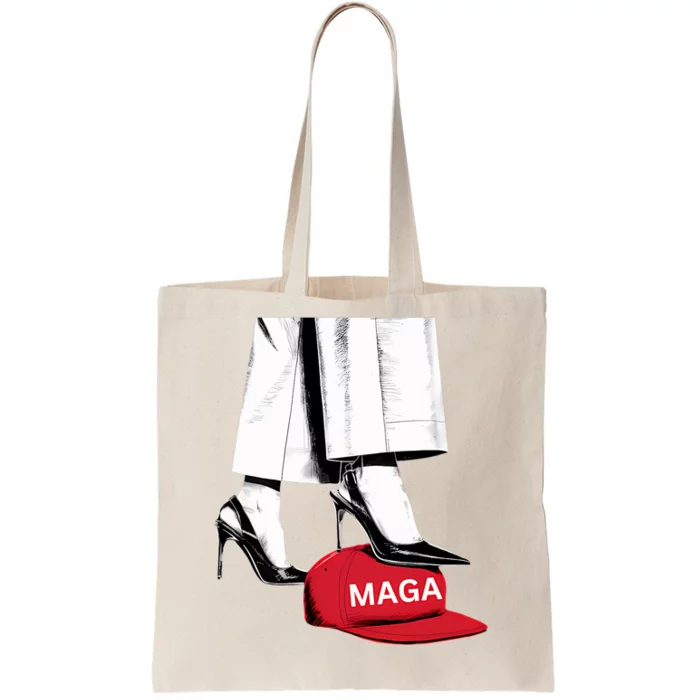 Kamala Harris Heels Stepping On Maga Hat Tote Bag