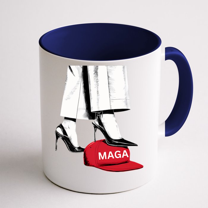 Kamala Harris Heels Stepping On Maga Hat Front & Back Coffee Mug