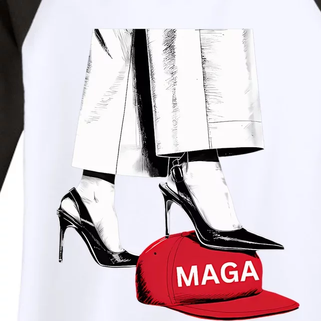 Kamala Harris Heels Stepping On Maga Hat Women's Tri-Blend 3/4-Sleeve Raglan Shirt