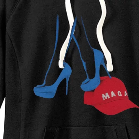 Kamala Harris Heel Stepping On Maga Hat Anti Trump Women's Fleece Hoodie