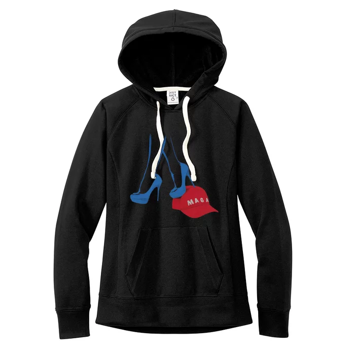 Kamala Harris Heel Stepping On Maga Hat Anti Trump Women's Fleece Hoodie