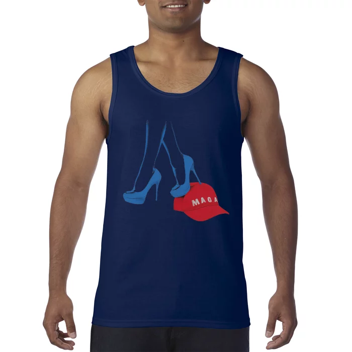 Kamala Harris Heel Stepping On Maga Hat Anti Trump Tank Top