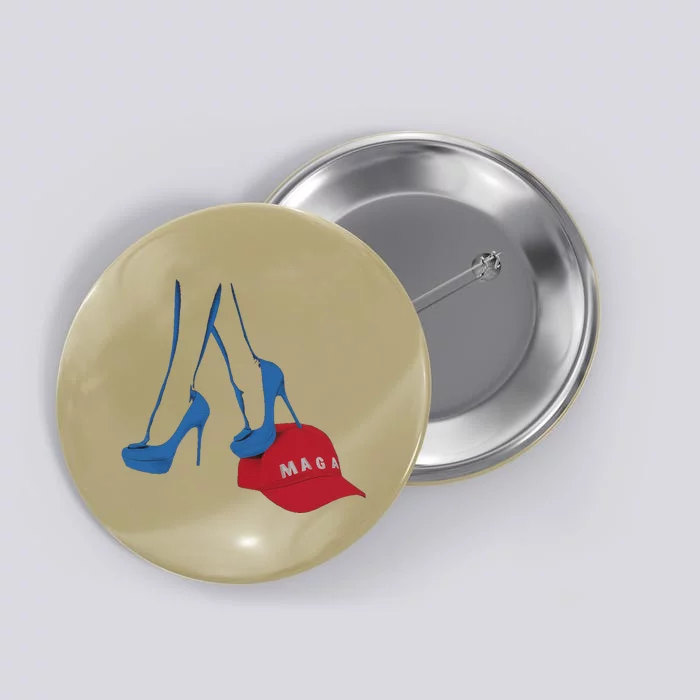 Kamala Harris Heel Stepping On Maga Hat Anti Trump Button