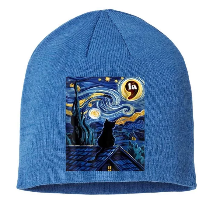 Kamala Harris Halloween Starry Night Black Cat Comma La Meaningful Gift 8 1/2in Sustainable Knit Beanie