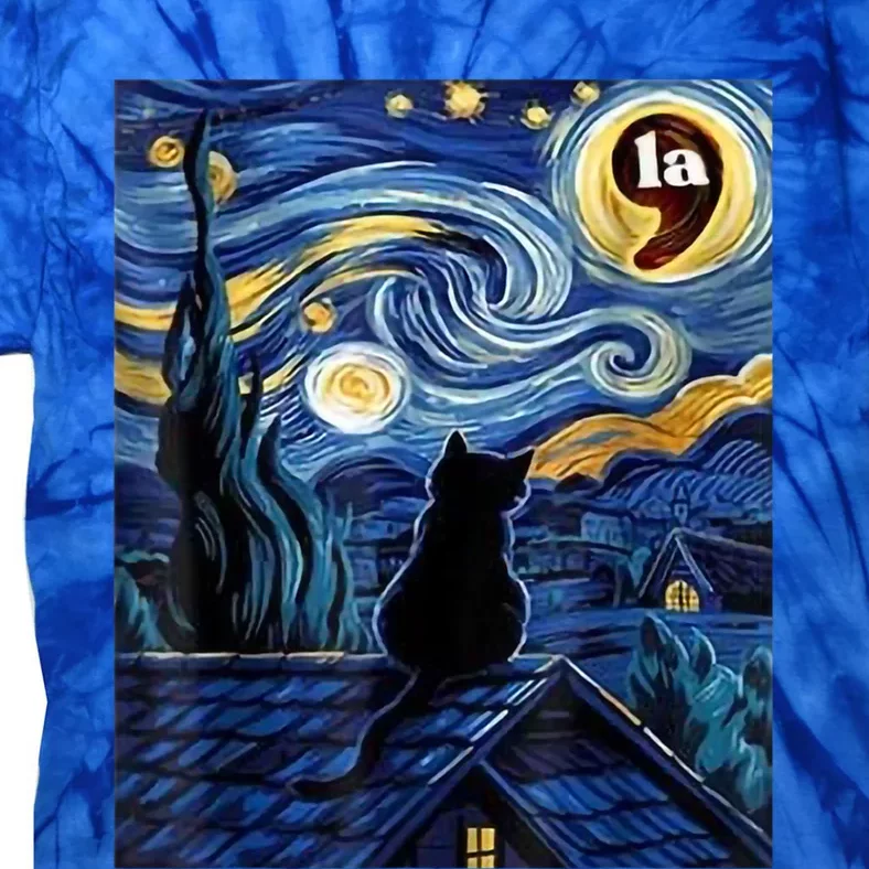 Kamala Harris Halloween Starry Night Black Cat Comma La Meaningful Gift Tie-Dye T-Shirt