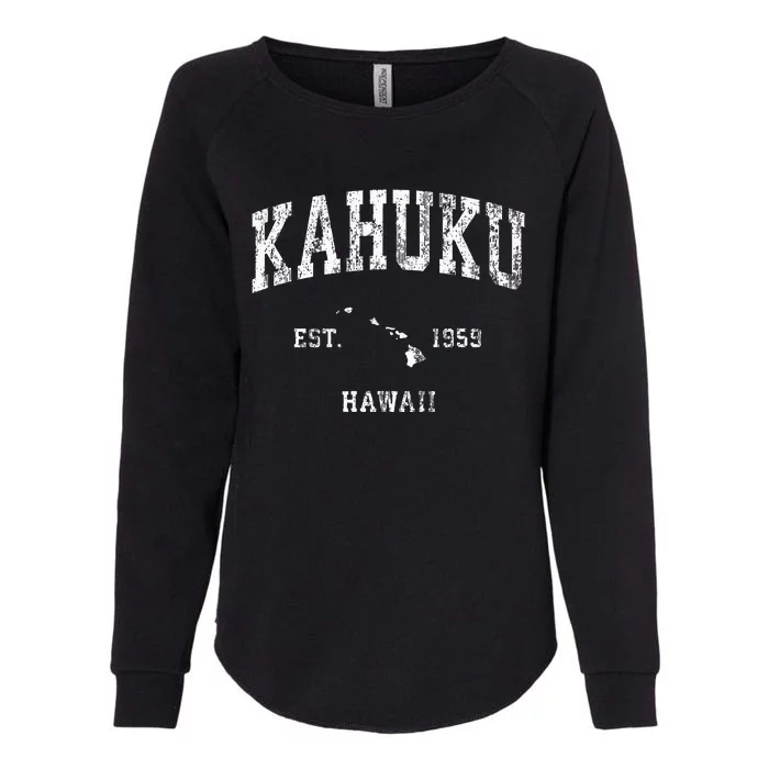 Kahuku Hawaii Hi Vintage Athletic Sports Design Womens California Wash Sweatshirt