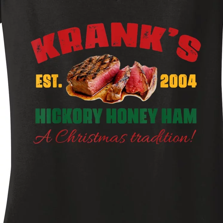 KrankS Hickory Honey Ham A Christmas Tradition Xmas Women's V-Neck T-Shirt