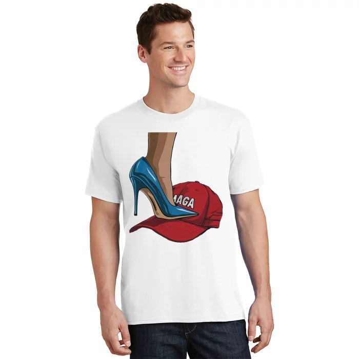 Kamala Harris Heels Stepping On Maga Hat Harris Walz 2024 T-Shirt