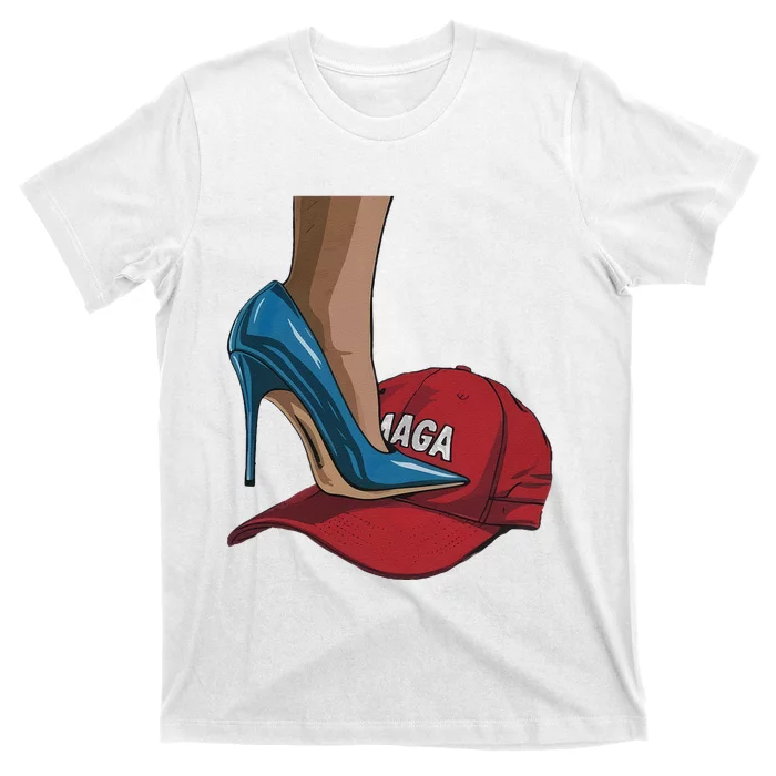 Kamala Harris Heels Stepping On Maga Hat Harris Walz 2024 T-Shirt