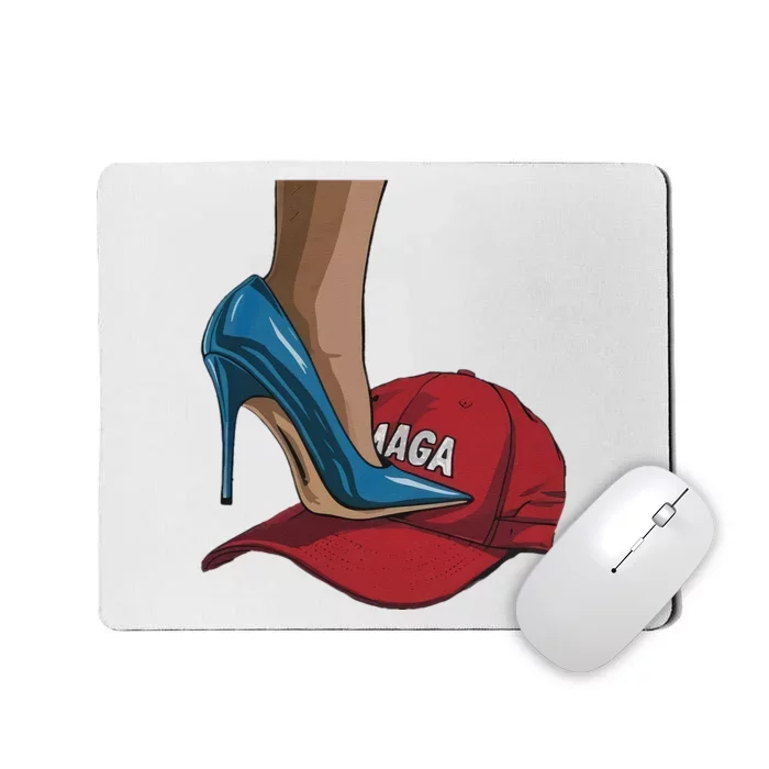 Kamala Harris Heels Stepping On Maga Hat Harris Walz 2024 Mousepad