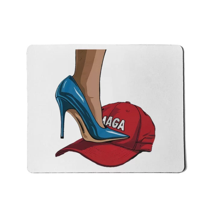 Kamala Harris Heels Stepping On Maga Hat Harris Walz 2024 Mousepad