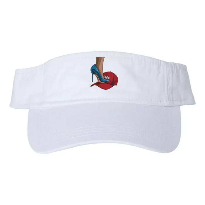 Kamala Harris Heels Stepping On Maga Hat Harris Walz 2024 Valucap Bio-Washed Visor