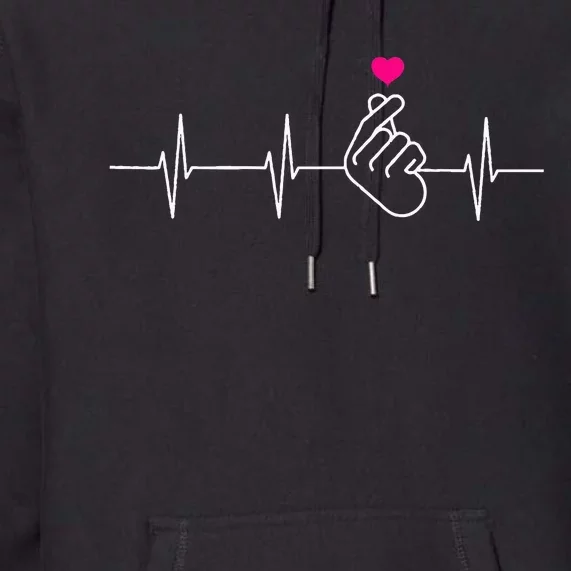 Kpop Heartbeat Hand Heart Korean Pop Music Gift Premium Hoodie