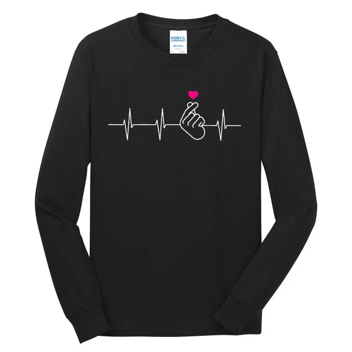 Kpop Heartbeat Hand Heart Korean Pop Music Gift Tall Long Sleeve T-Shirt