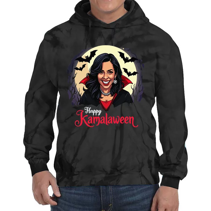 Kamala Harris Happy Kamalaween Pumpkin Ghost Vote Tie Dye Hoodie