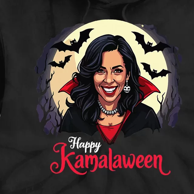 Kamala Harris Happy Kamalaween Pumpkin Ghost Vote Tie Dye Hoodie