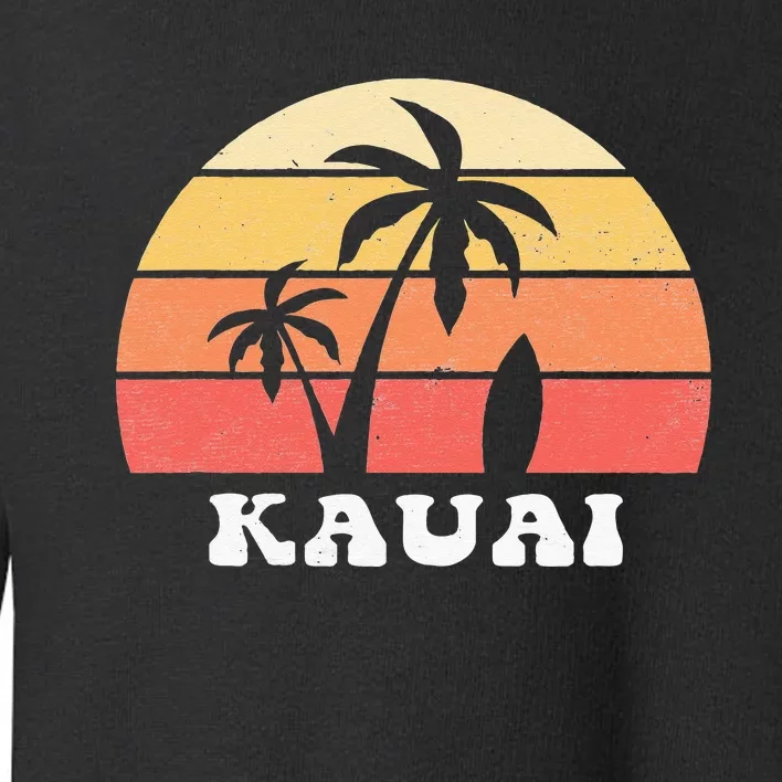 Kauai Hawaii HI Hawaiian Island Palm Tree 70s 80s Retro Surf Toddler Sweatshirt