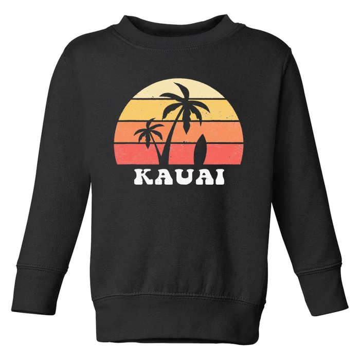 Kauai Hawaii HI Hawaiian Island Palm Tree 70s 80s Retro Surf Toddler Sweatshirt