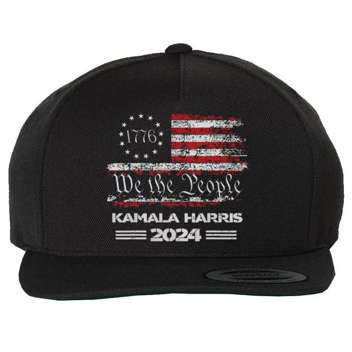 Kamala Harris Harris 2024 Us Flag Democratic President Wool Snapback Cap