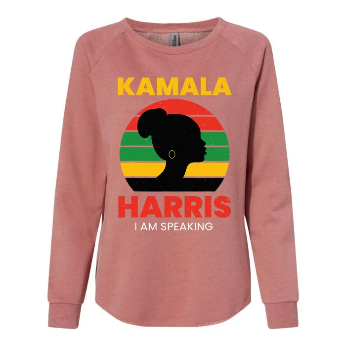 Kamala Harris I Am Speaking Black Woman President Vote 2024 Womens California Wash Sweatshirt