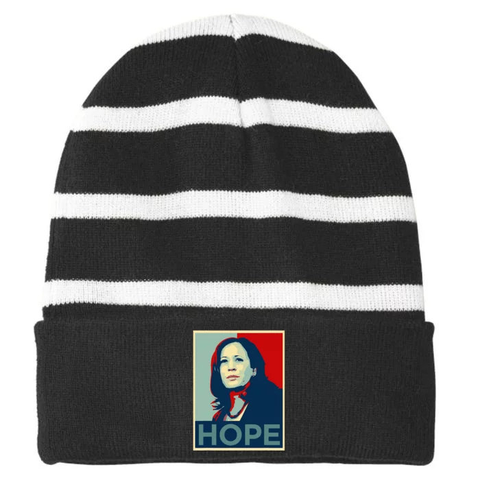 Kamala Harris Im Speaking Quote Joe Biden 2024 Hope Striped Beanie with Solid Band