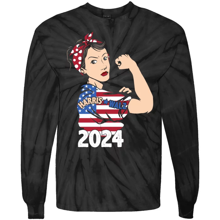 Kamala Harris Inspired Strength Graphic Tie-Dye Long Sleeve Shirt