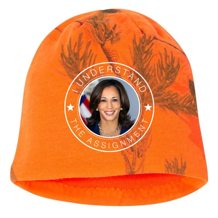 Kamala Harris I Understand The Assignment 2024 Election Emblem Kati - Camo Knit Beanie