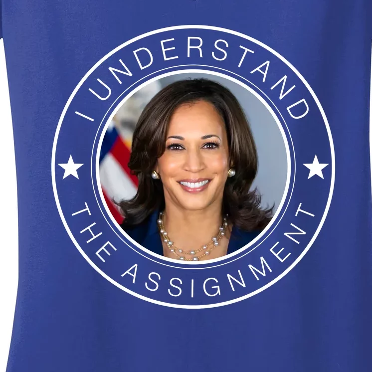 Kamala Harris I Understand The Assignment 2024 Election Emblem Women's V-Neck T-Shirt