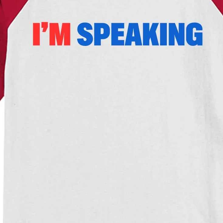 Kamala Harris Im Speaking 2024 Vp Debate Quote Kids Colorblock Raglan Jersey