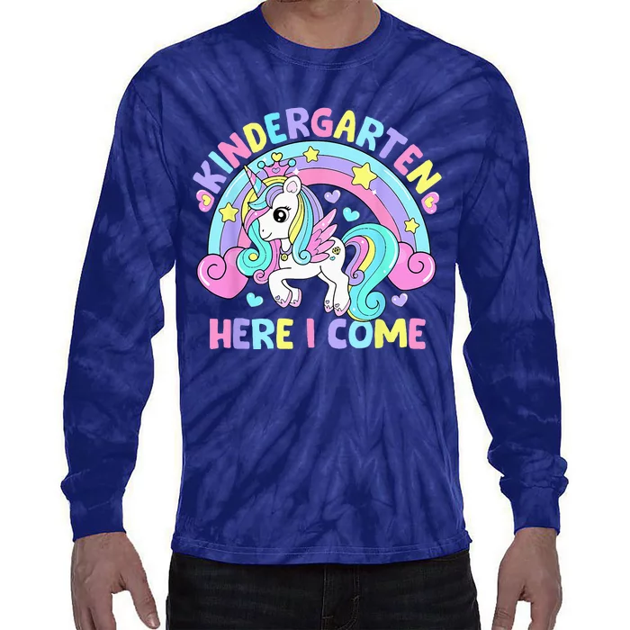 Kindergarten Here I Come Funny Unicorn Back To School Tie-Dye Long Sleeve Shirt