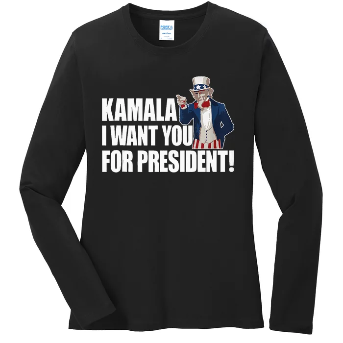 Kamala Harris I Want You For President 2024 Ladies Long Sleeve Shirt