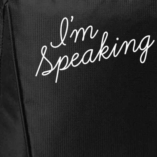 Kamala Harris IM Speaking Gift Script Font IM Speaking Gift City Backpack